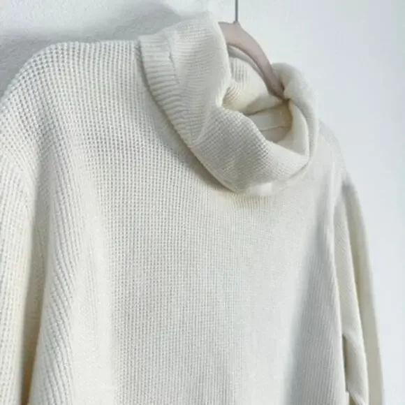 Ralph Lauren White Waffle Knit Cowl Neck Sweater - Oversized Fit - Picture 3 of 5